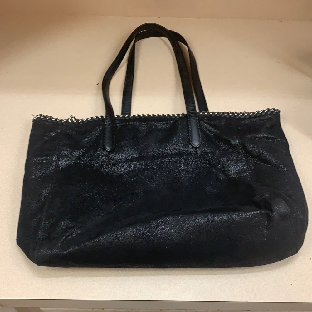 STELLA MCCARTNEY Shaggy Deer Falabella East West Shopper Tote Black
